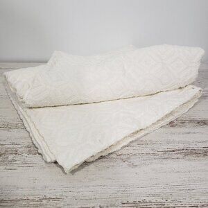 Chenille White Shower Curtain  Diamond Pattern  66" wide X 62" long